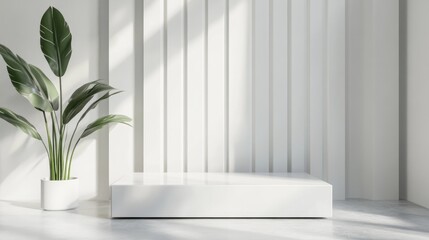 Poster - Sleek white pedestal design for showcasing products 3D rendering