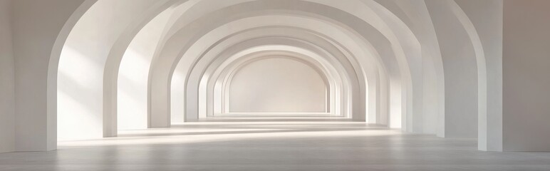 Poster - Empty arched passage in an interior architecture 3D rendering