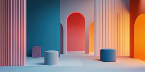 Poster - Stunning backdrop featuring geometric shapes 3D illustration 3D rendering