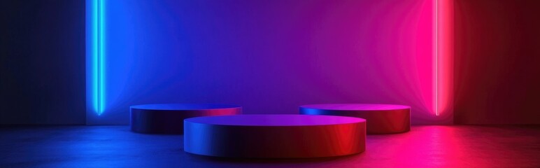 Poster - Abstract background featuring 3D geometric podiums for product showcase high quality 3D rendering