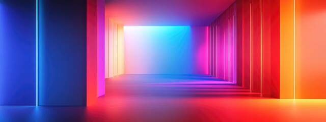 Poster - Abstract geometric wall design in interior 3D rendering
