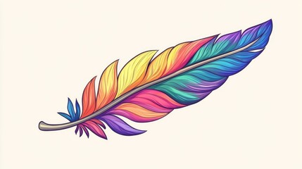 Wall Mural - Cartoon illustration of a colorful feather