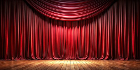 Wall Mural - Tilted angle red stage curtain for theater opera scene drape