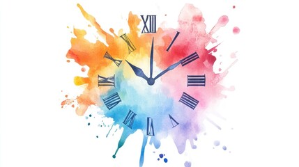 Canvas Print - Watercolor Clock Face with Roman Numerals