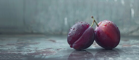 Poster - A photo displaying a ripe plum with copy space image