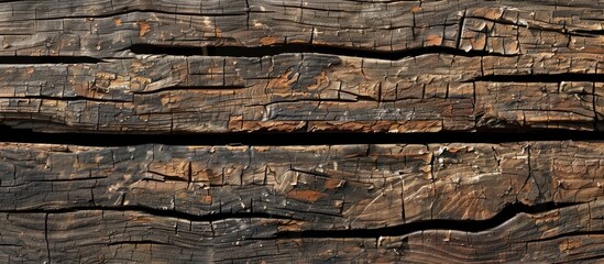 Aufkleber - Close up of an old wooden plank with a textured surface showing wavy cracks suitable for use as a copy space image