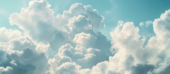 Poster - Daytime sky with fluffy white clouds ideal for your design projects with a copy space image