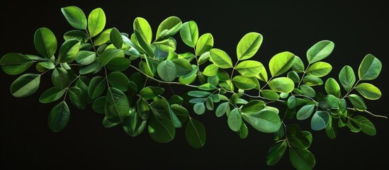 Poster - The vibrant dark green Moringa leaves offer a stunning visual that captivates attention in the copy space image
