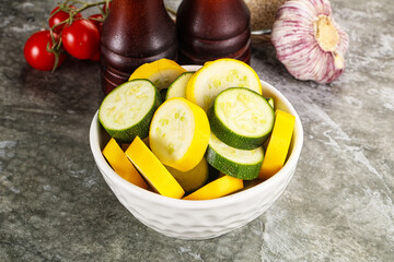 Sticker - Sliced raw young green and yellow zucchini