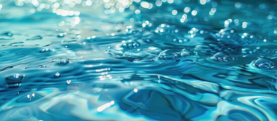 Leinwandbilder - A flat blue water surface with ripples bubbles and copy space image offers a high quality photograph
