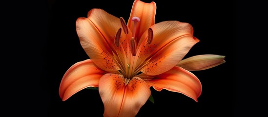 Aufkleber - Lilium orange a stunning garden flower with vibrant petals perfect for adding color to any landscape with its captivating beauty and alluring charm copy space image