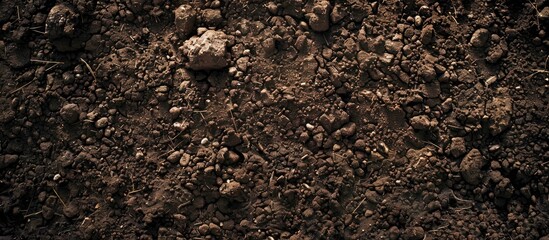 Canvas Print - Aerial view of rich soil texture serves as a nature inspired background ideal for a copy space image