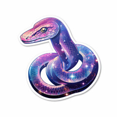 snake, Colorful space sticker isolated on white background