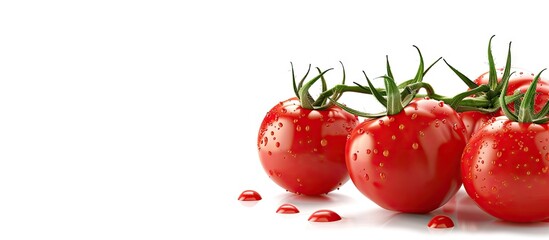 Aufkleber - Fresh red and delicious tomatoes on a white background with copy space image