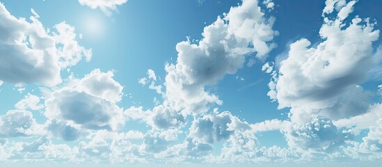 Poster - Daytime sky with fluffy white clouds ideal for your design projects with a copy space image