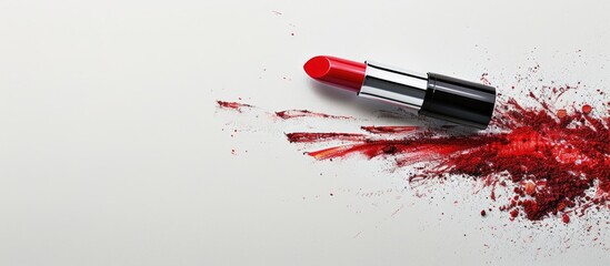 Poster - Vintage red lipstick on a plain white backdrop with plenty of copy space image