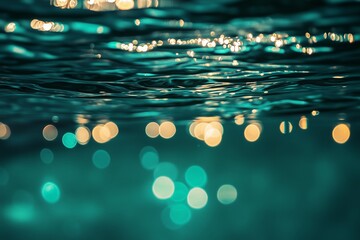 Poster - glittering reflections on a calm water surface during a sunny afternoon, creating a serene and tranq