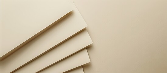 Aufkleber - Beige background with a stack of blank paper creating a simple and professional look for a copy space image