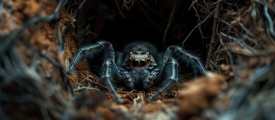 Poster - Spider in a nest with copy space image