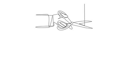 Poster - Animation of continuous one line drawing Arab businesswoman climbs rope. Metaphor of struggling to advance business. Business failed to develop. Sabotaged by colleague. Full length motion