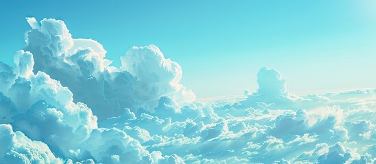 Poster - Daytime sky with fluffy white clouds ideal for your design projects with a copy space image