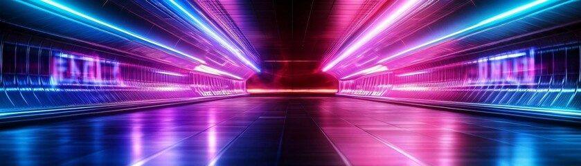 Poster - Vibrant neon lights create an energetic and futuristic atmosphere, perfect for themes of technology and nightlife.