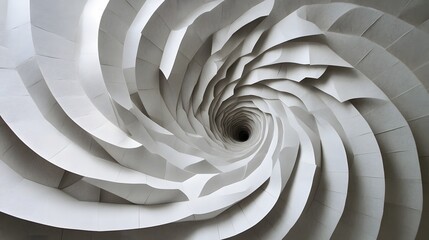 Wall Mural - 46. Geometric, paper cutouts arranged in a radial pattern with varying depths and textures