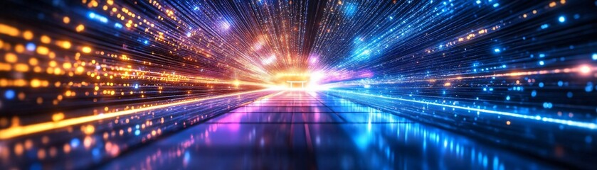 Poster - A vibrant abstract image showcasing dynamic light trails in various colors, symbolizing speed and innovation in technology.