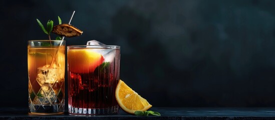 Aufkleber - Assortment of mixed alcoholic beverages shown in a copy space image