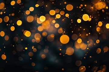 Wall Mural - Glowing golden bokeh lights create a beautiful backdrop during a festive evening celebration in a cozy indoor space