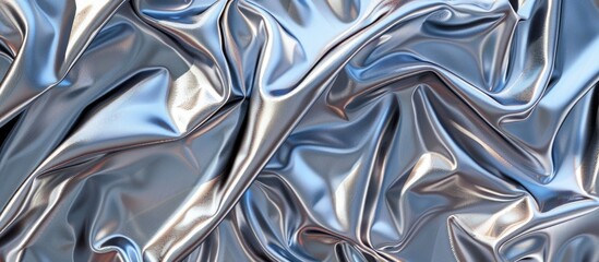 Abstract patterned backdrop featuring a metallic silver fabric texture with folds and copy space image