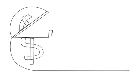 Poster - self drawing animation of single one line drawing arabian businessman pops out of a dollar symbol co