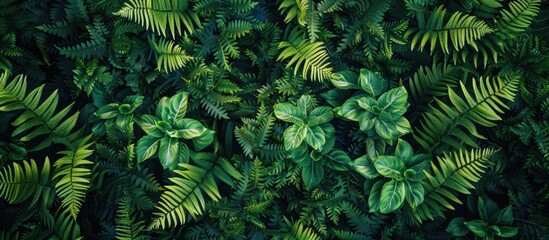 Fototapete - Abstract forest background featuring fern leaves ideal for a copy space image
