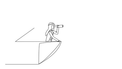 Poster - animation of continuous one line drawing arabian businessman appears out of a heart shape looking fo