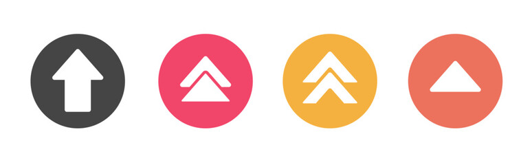 Poster - Swipe up arrows icon vector button set simple graphic illustration, direction interface ui element silhouette yellow red black peach color, slide up image clip art  

