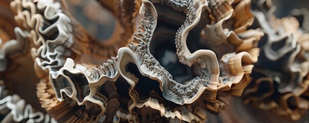 Organic 3D forms with natural textures, 4K hyperrealistic photo