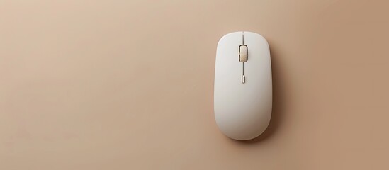 Poster - Top view of a wireless mouse on a beige background with copy space image for text