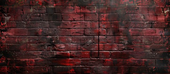 Aufkleber - Vintage grungy brick wall texture in red tones featuring a distressed appearance with dark smudges for a dramatic effect on copy space image