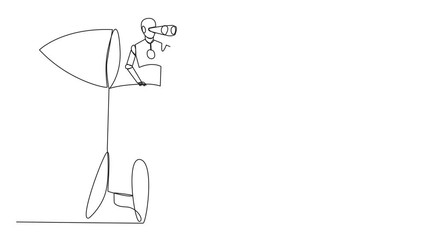 Poster - self drawing animation of continuous one line drawing a smart robot appears from the end of the rock