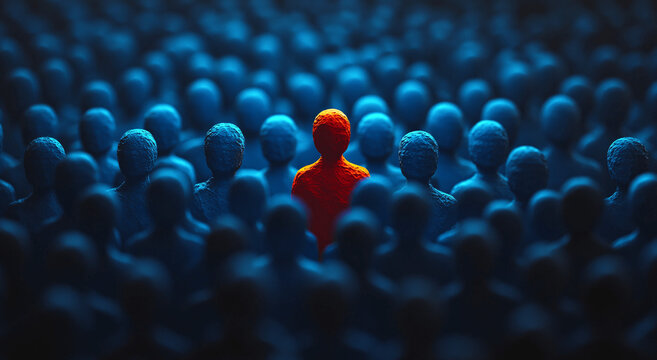illustration of a human figure icon, symbolizing the recruitment or selection of talent, representing the search for the right person, Generative AI.