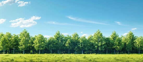 Aufkleber - Scenic view of trees against a clear blue sky with copy space image