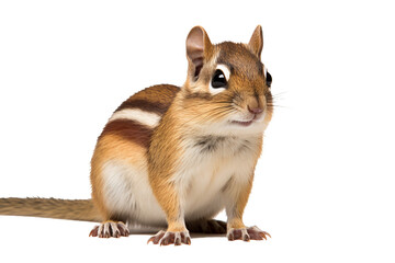 Wall Mural - red-tailed chipmunk in standing pose png on transparent background, ideal for wildlife illustrations