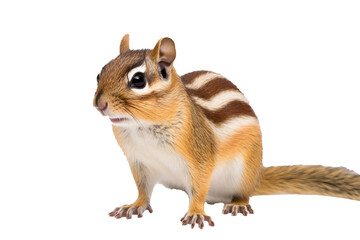 Wall Mural - red-tailed chipmunk in standing pose png on transparent background, ideal for wildlife illustrations