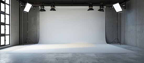 Leinwandbilder - Professional studio setup with grey backdrop perfect lighting and ample copy space image