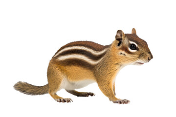 Wall Mural - red-tailed chipmunk in standing pose png on transparent background, ideal for wildlife illustrations