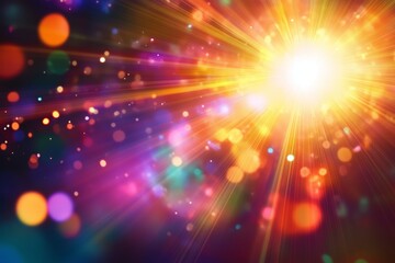 Poster - colorful burst of light with bokeh effects in an abstract setting during a vibrant evening event
