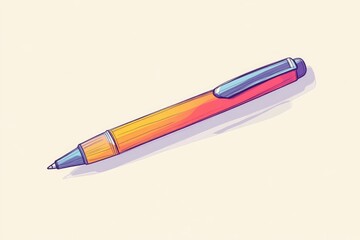 Warm gradient line art illustration of a cartoon style office pen