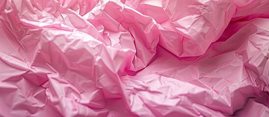 Poster - A detailed shot of crumpled pink paper as a backdrop with copy space image