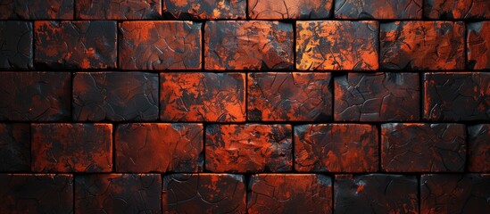 Aufkleber - Retro style brick wall background with an orange polygonal texture design ideal for a copy space image