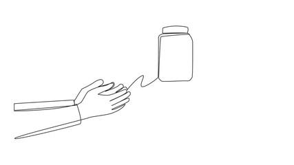 Poster - Animation of single continuous line drawing hand giving lemonade drink. A fresh drink that helps prevent someone from anemia. This drink can also increase endurance. Refreshing. Full length motion